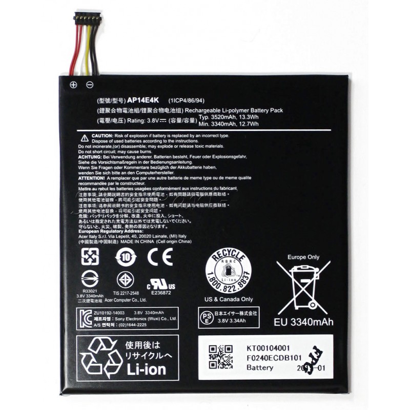AP14E4K Battery Replacement For Acer Iconia One 7 B1-750 KT00104001 (image for) AP14E4K Battery Replacement For Acer Iconia One 7 B1-750 KT00104001