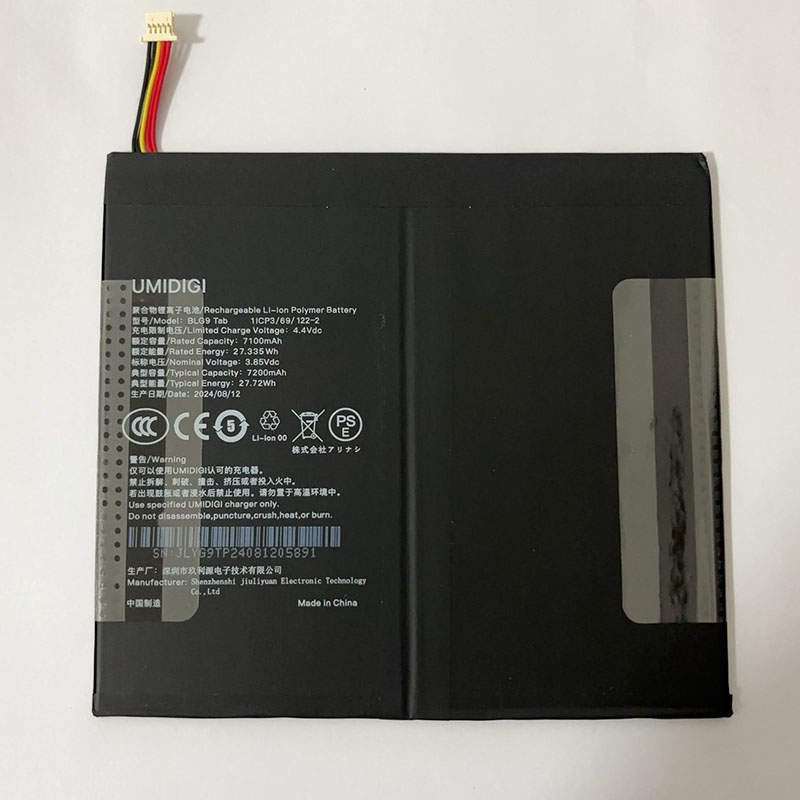 BLG9 Tab Battery Replacement For UMIDIGI G9 Tab Pro 3.85V 7200mAh 27.72Wh (image for) BLG9 Tab Battery Replacement For UMIDIGI G9 Tab Pro 3.85V 7200mAh 27.72Wh