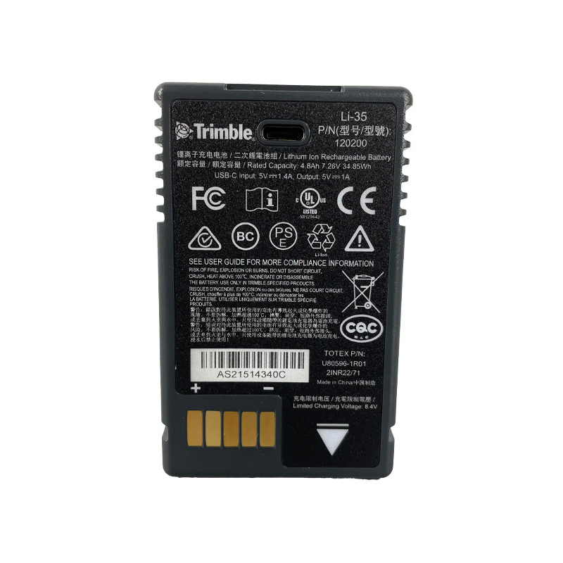 120200 Trimble TSC5 Battery Replacement Li-35 U80596-1R01 7.26V 4.8Ah 34.85Wh (image for) 120200 Trimble TSC5 Battery Replacement Li-35 U80596-1R01 7.26V 4.8Ah 34.85Wh